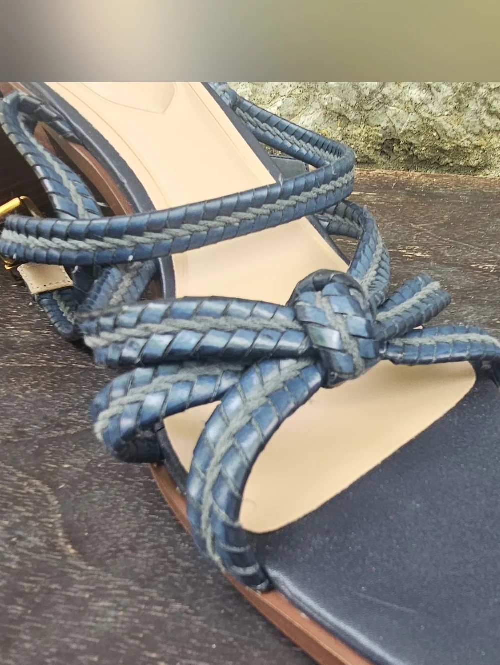 Women's Size 12 M Braided Navy Blue Strap Block Heel Sandals Navy Giani Bernini - Picture 3 of 11